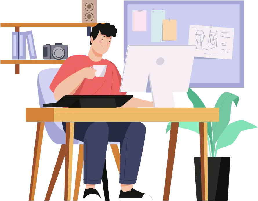 Person working at desk illustration